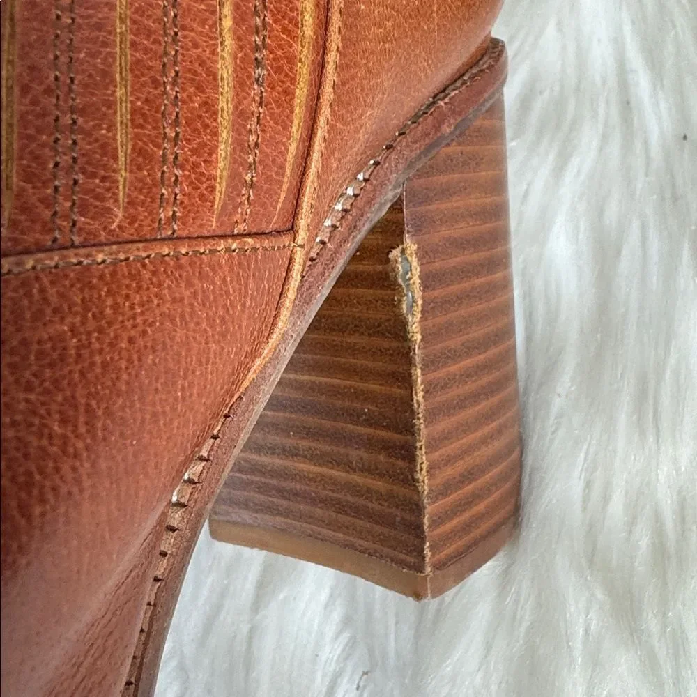 Jeffrey Campbell Ibiza Cognac Brown Leather Ankle Booties Sz 10‎